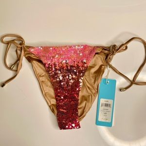 Beach Bunny Swimwear- Ariel Tie Side Bottom - L & M / NEW WITH TAG🏷️ /Shiny Pink